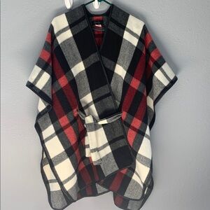Jessica Simpson Chic Plaid Cape Belted Poncho